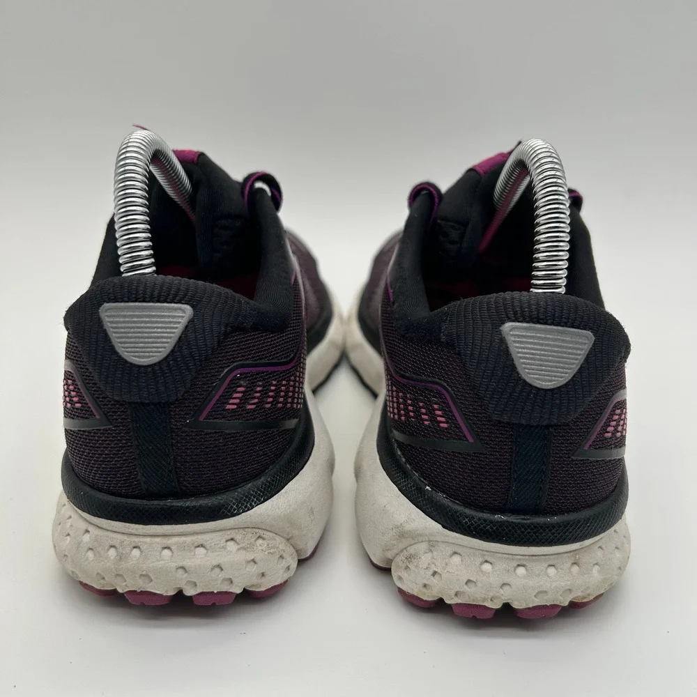 Brooks Ghost 12 Running Shoes Womens 7.5 Black Purple Pink Neutral 1203051B063